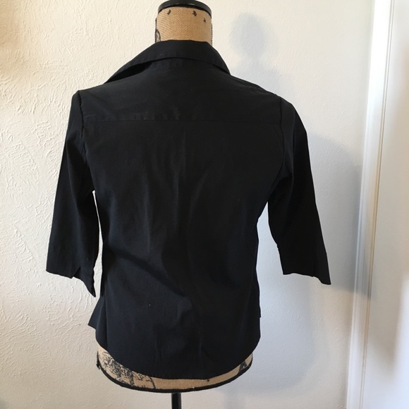 At Last Black Stretch Blouse with 3/4 sleeves - Picture 2 of 4
